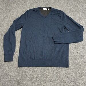 Jos A Bank Men's Traveler 100% Pima‎ Cotton V-Neck Sweater Blue XL